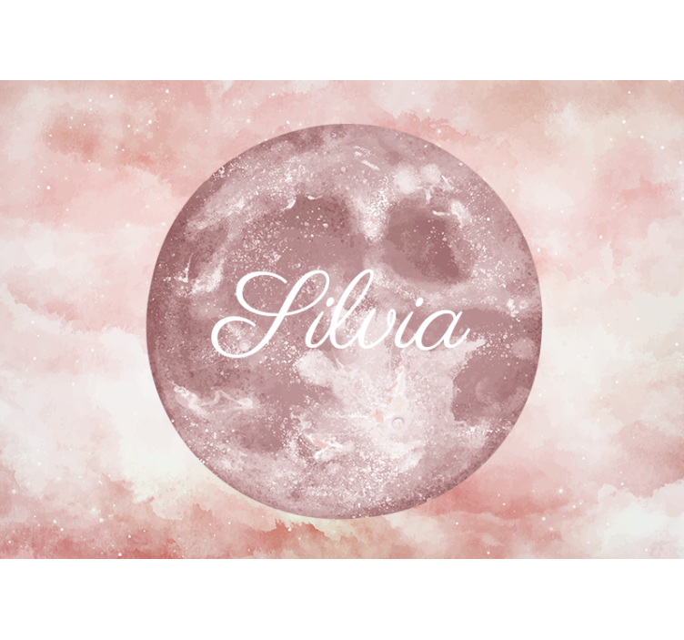 Pink roller blind with personalized moon design - TenStickers