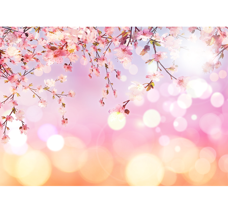 Pink roller blind cherry blossom 3d print - TenStickers