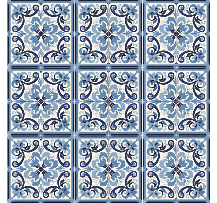Blue roller blind with blue and white floral pattern - TenStickers