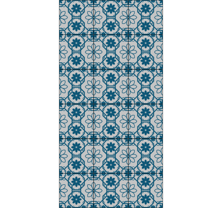 Blue roller blind floral mosaic pattern - TenStickers