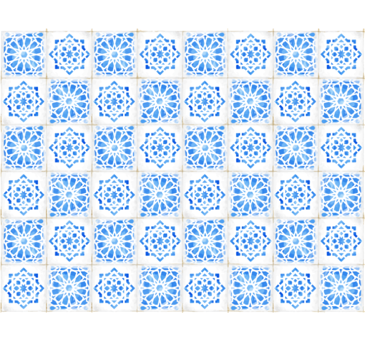 Blue roller blind with detailed blue designs - TenStickers