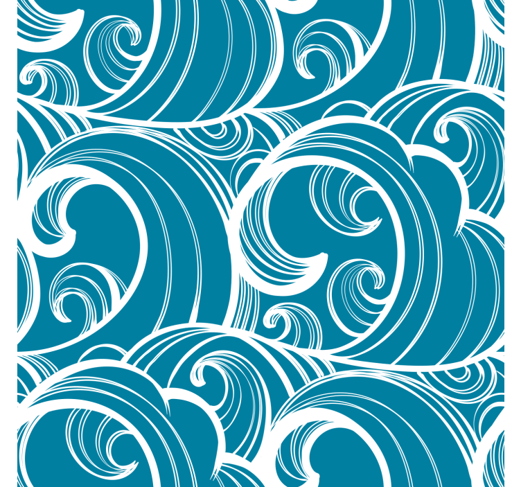 Blue roller blind with wavy blue design - TenStickers