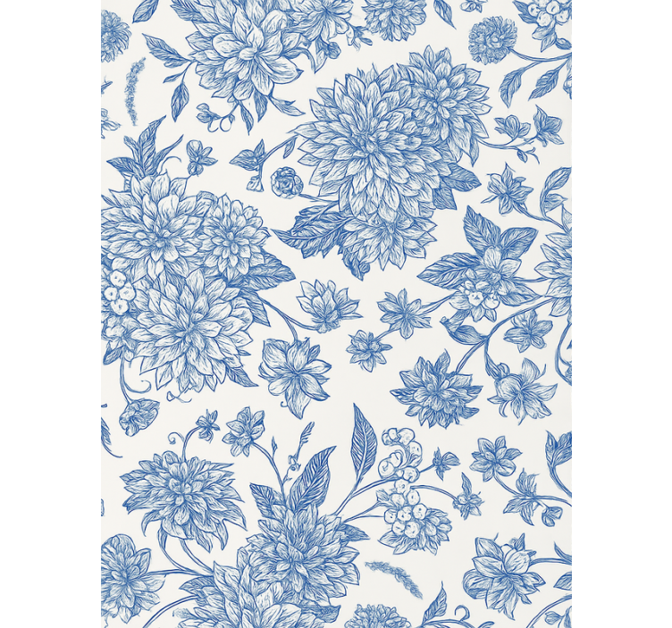 Blue roller blind blue dahlia floral design - TenStickers
