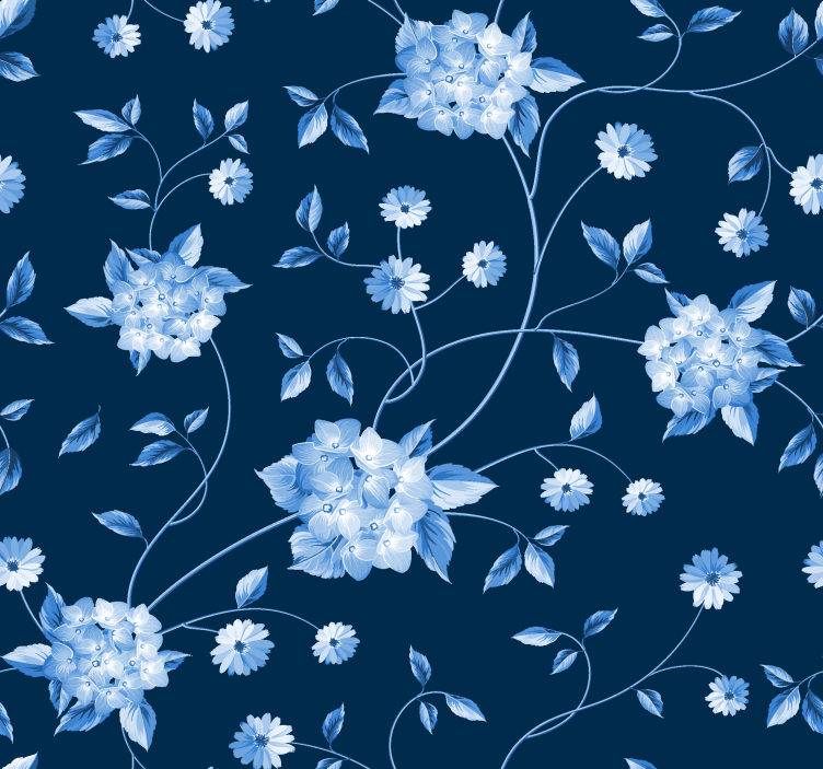 Blue roller blind with floral stems - TenStickers