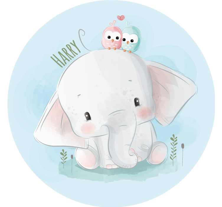 Blue roller blind with large blue elephant design - TenStickers