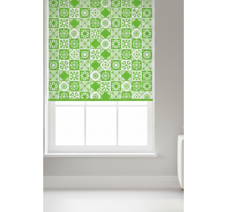 Green roller blind abstract green and white design - TenStickers