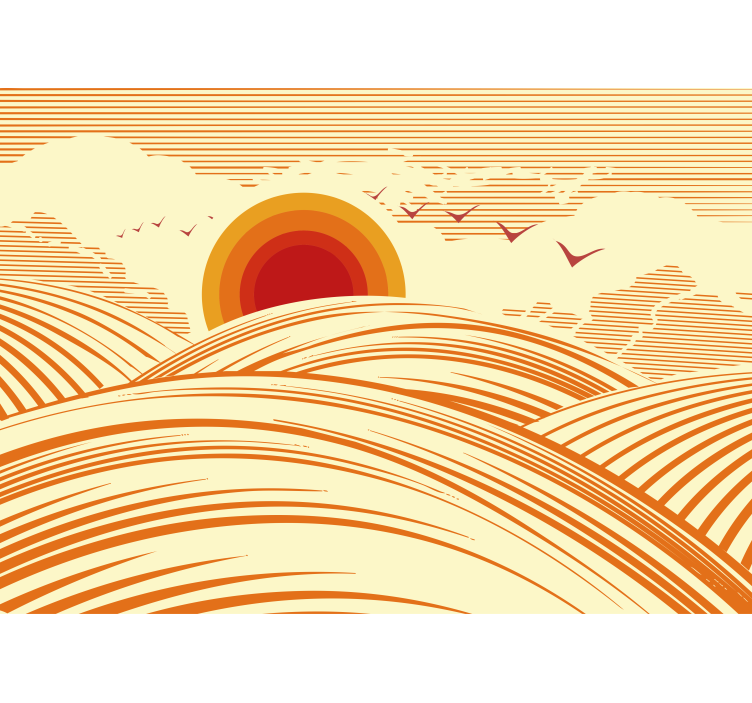 Roller blind for living room 70s landscape design - TenStickers