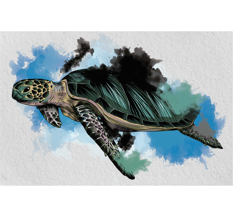 Watercolor turtle roller blind for living room - TenStickers