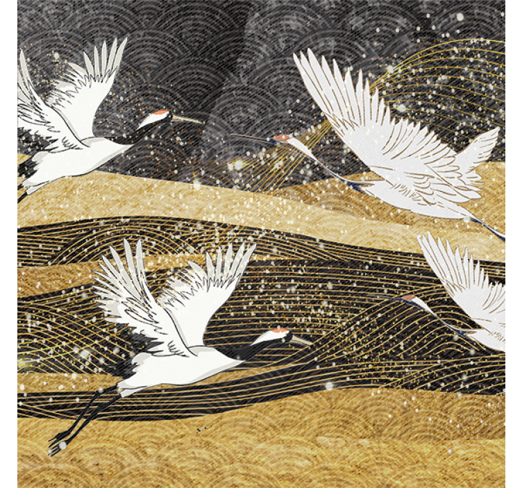 White oriental birds roller blind for living room - TenStickers