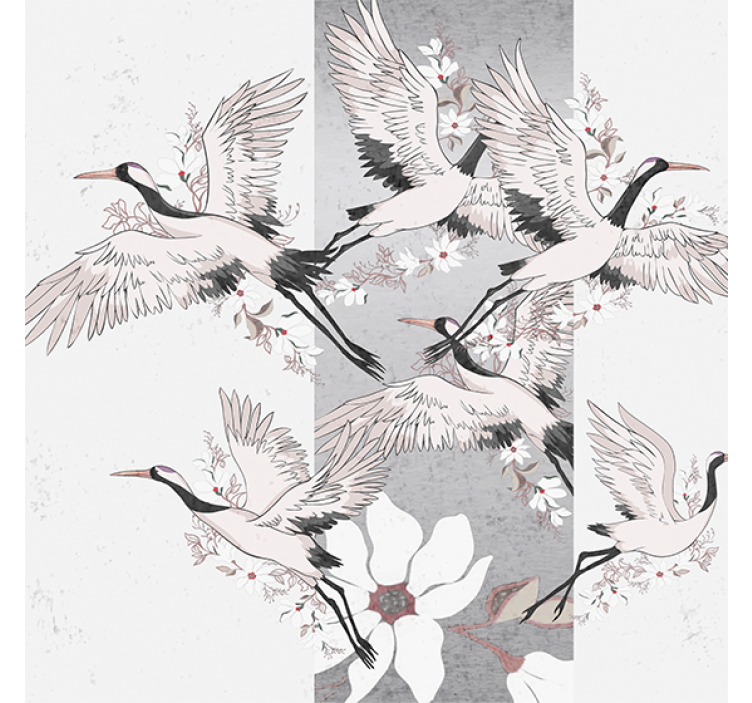 Roller blind for living room with oriental birds design - TenStickers