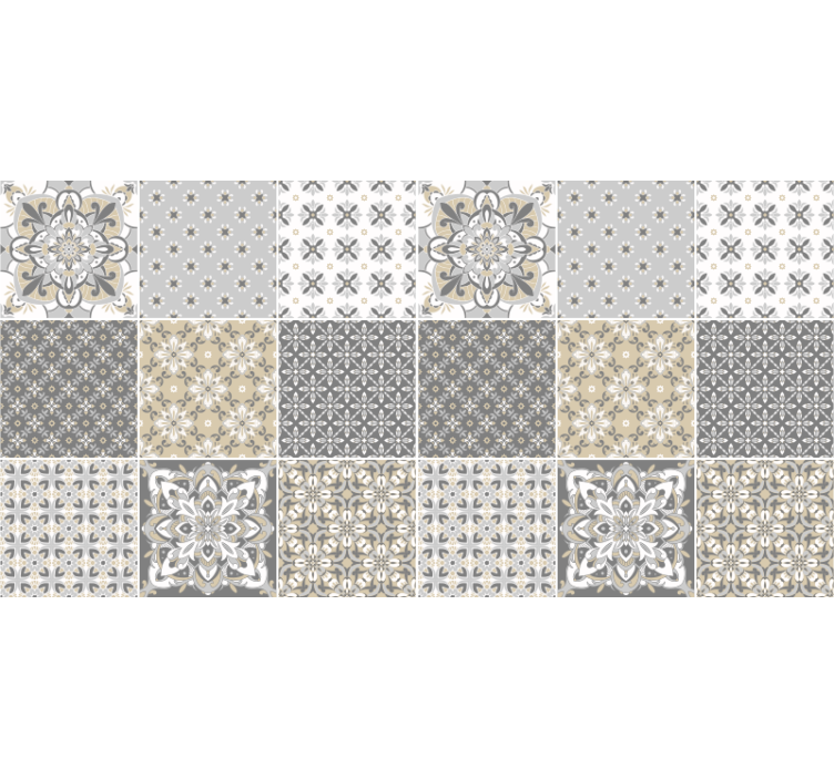 Beige roller blind with moroccan tile design - TenStickers