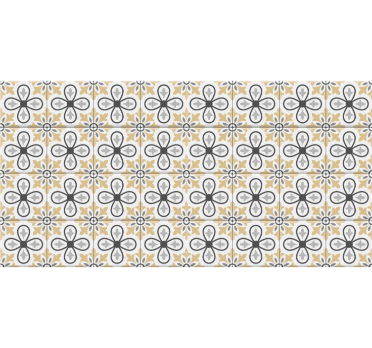 Beige roller blind with kitchen retro tiles design - TenStickers