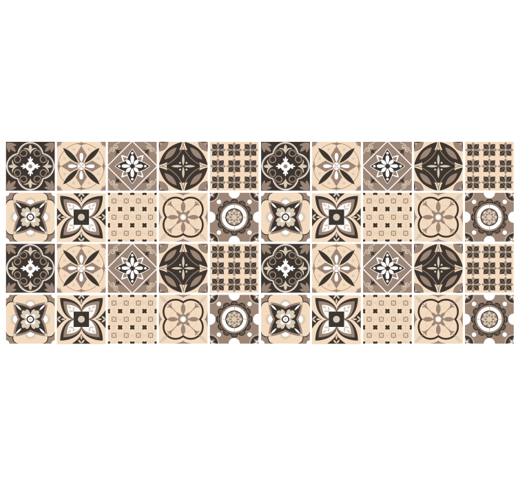 Beige roller blind with geometric tile design - TenStickers