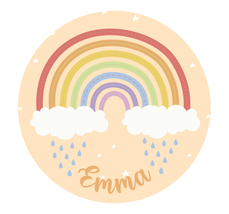 Beige roller blind watercolor rainbow with name - TenStickers