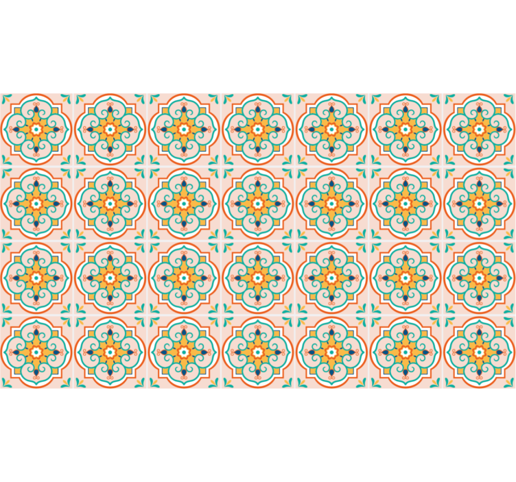 Beige roller blind with vibrant square pattern - TenStickers