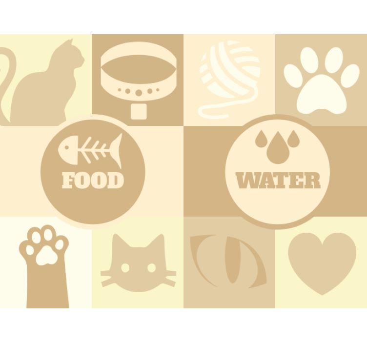 Beige roller blind for cats water and food - TenStickers