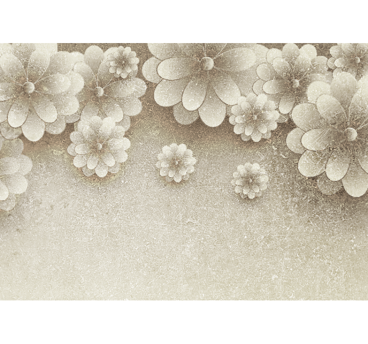 Beige roller blind with 3d grey floral design - TenStickers