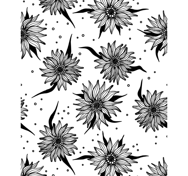 Black white sunflower illustration Flower blind - TenStickers
