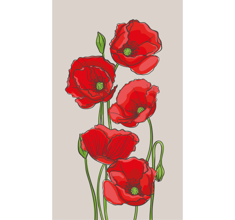 Red Poppy Flowers floral roller blind - TenStickers