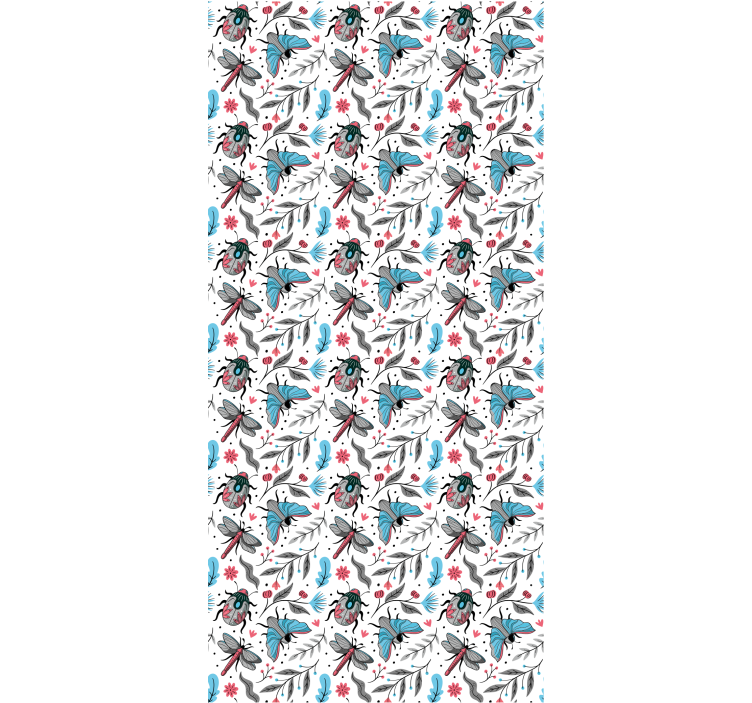 Winged insects and flora flower roller blind - TenStickers