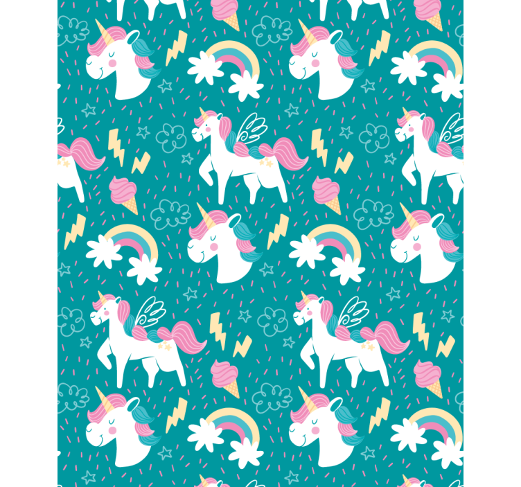 Blue unicorn pattern kids roller blind - TenStickers