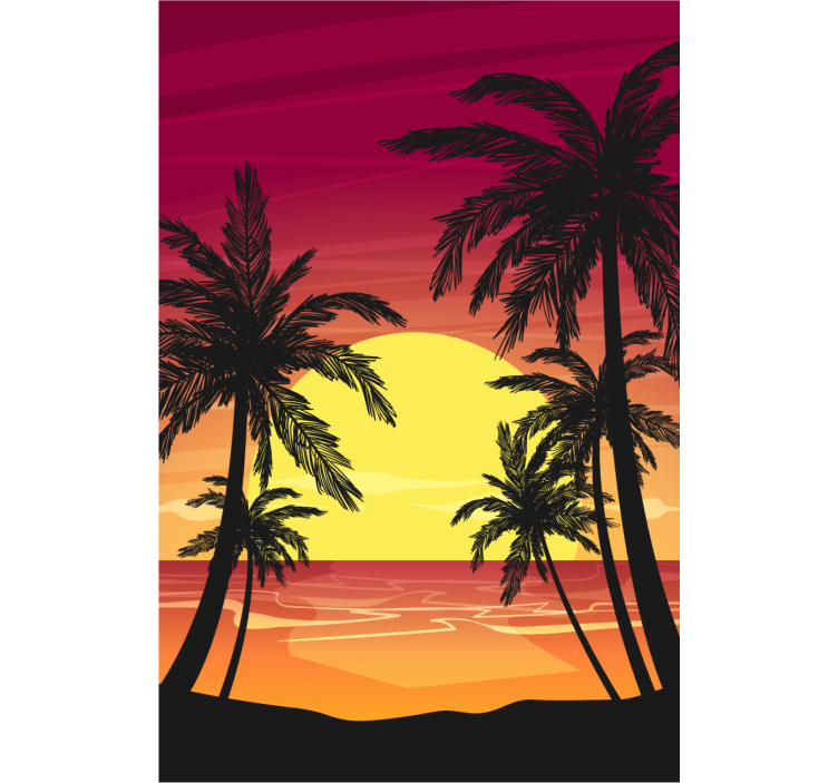 Palm Sunset Scene tree roller blind - TenStickers