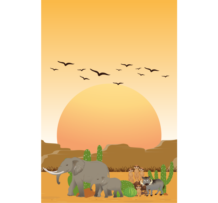 Savannah Sunset Scene animal roller blind - TenStickers