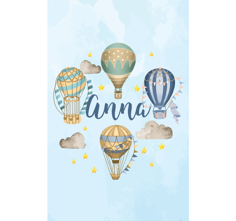 Hot airballoons with name custom roller blind - TenStickers