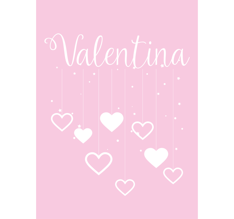 Hanging hearts with name teenage roller blind - TenStickers