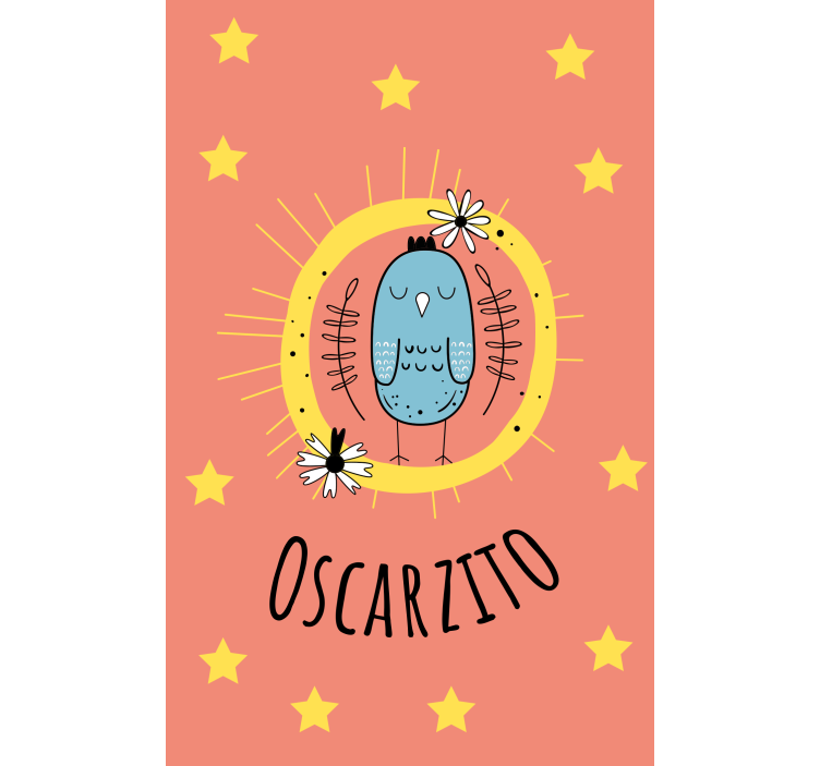 Blue bird with name kids roller blind - TenStickers