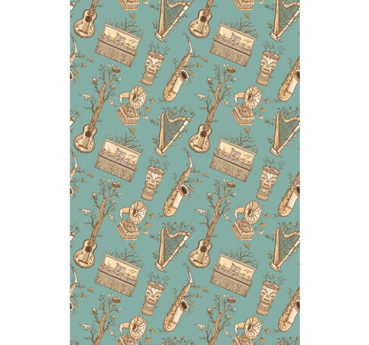 Vintage musical instruments teenage roller blind - TenStickers