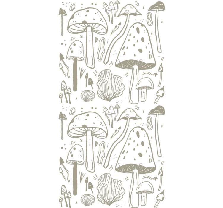 Stylised beige mushrooms flowers roller blind - TenStickers