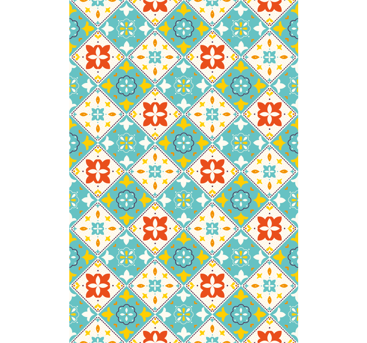 Blue and beige tiles bathroom window blind - TenStickers