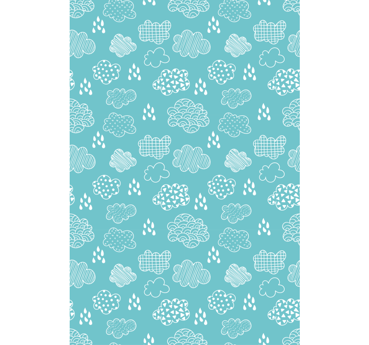 Blue drawing pattern clouds roller blind - TenStickers