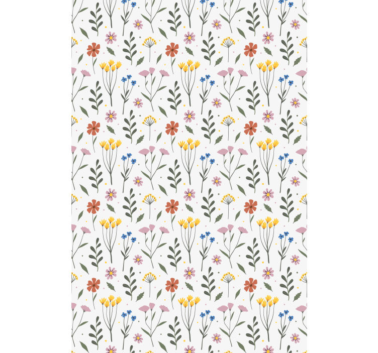White botanical pattern flower roller blind - TenStickers