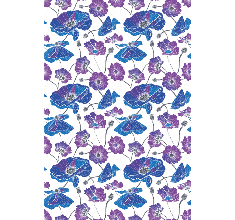 Blue and pink pattern flower roller blind - TenStickers