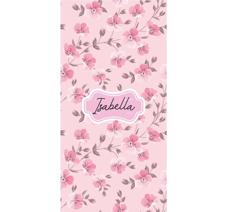 Cherry blossoms with name kids roller blind - TenStickers