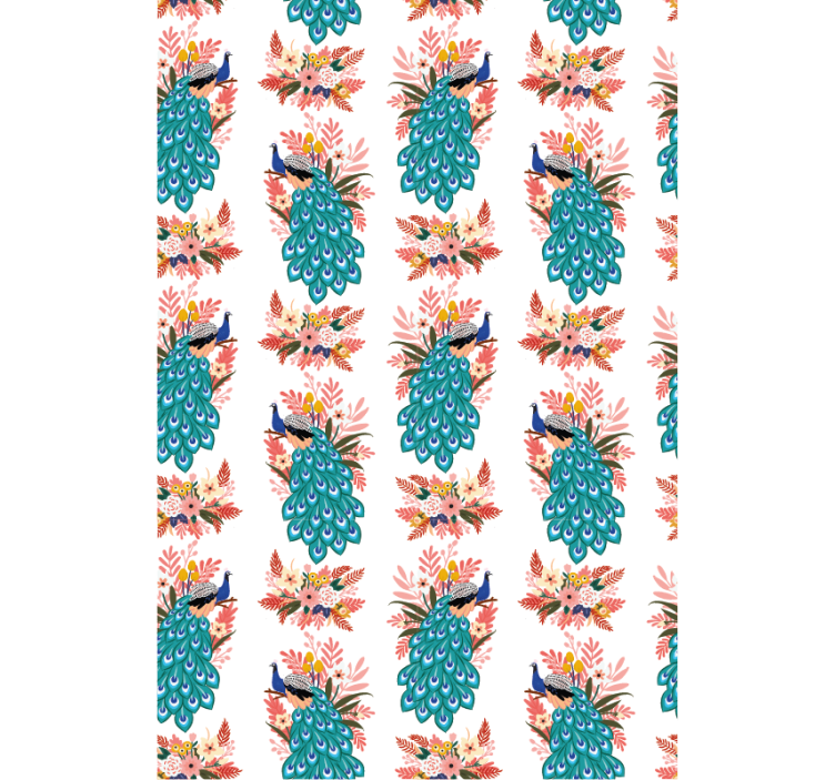 PEACOCKS AMONG FLORALS flower roller blind - TenStickers
