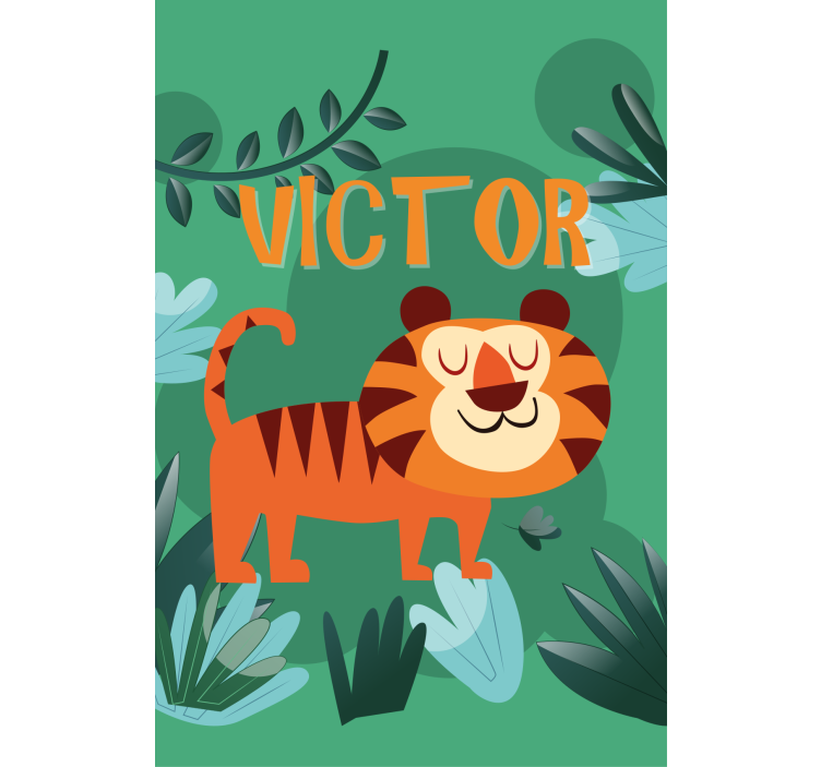 Happy tiger with name kids roller blind - TenStickers