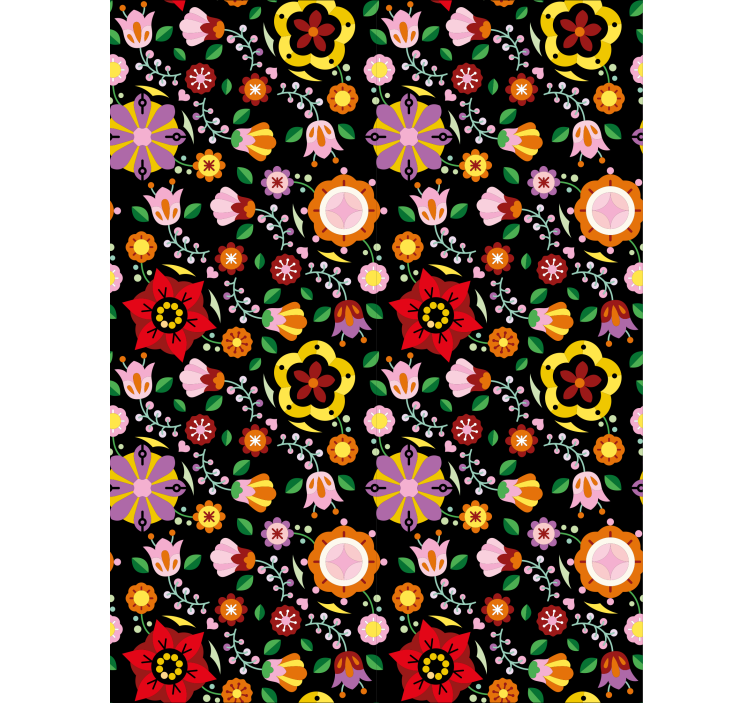Floral roller blind in vibrant colorful design - TenStickers