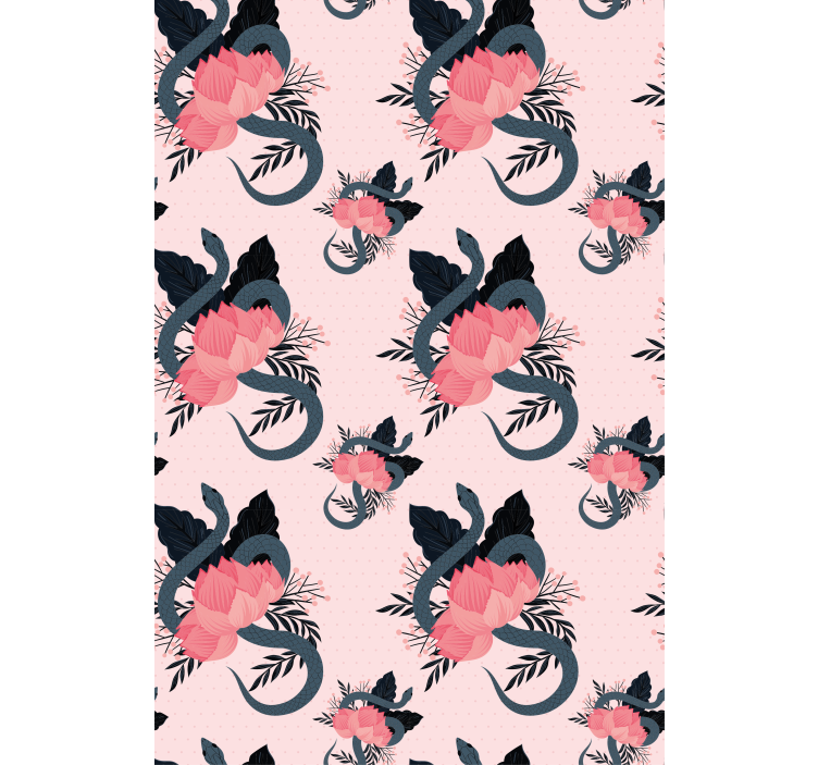 Floral and snake design flower roller blind - TenStickers