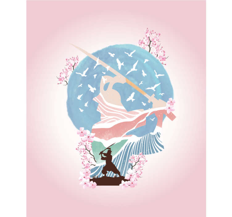 Elegant Samurai Silhouette art roller blind - TenStickers