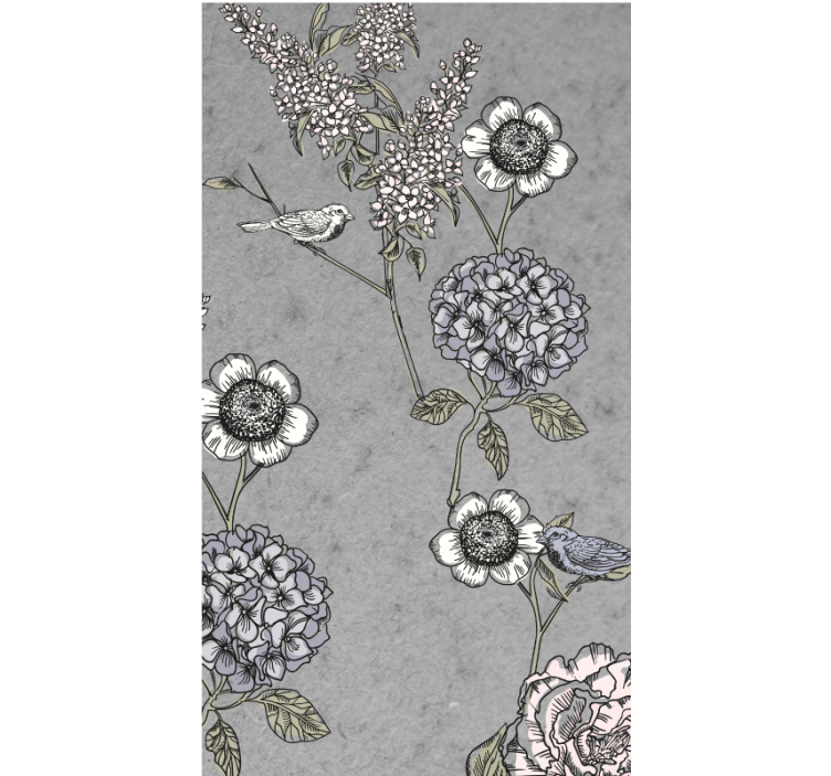 Grey gentle motif flower roller blind - TenStickers