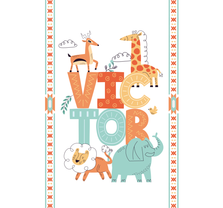 Savage animals with name kids roller blind - TenStickers