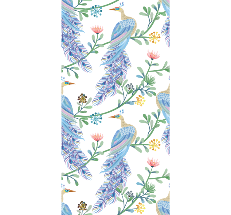 Peacock With Flowers flower roller blind - TenStickers