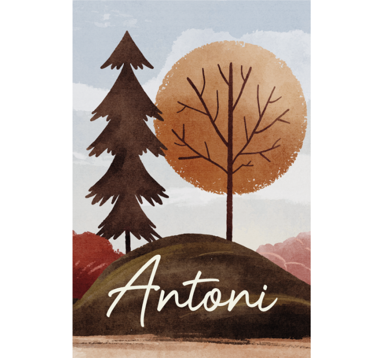 Nordic forest with name kids roller blind - TenStickers