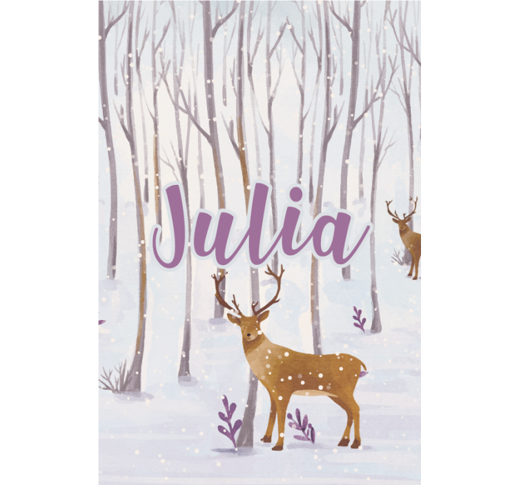 Deer in snow with name kids roller blind - TenStickers