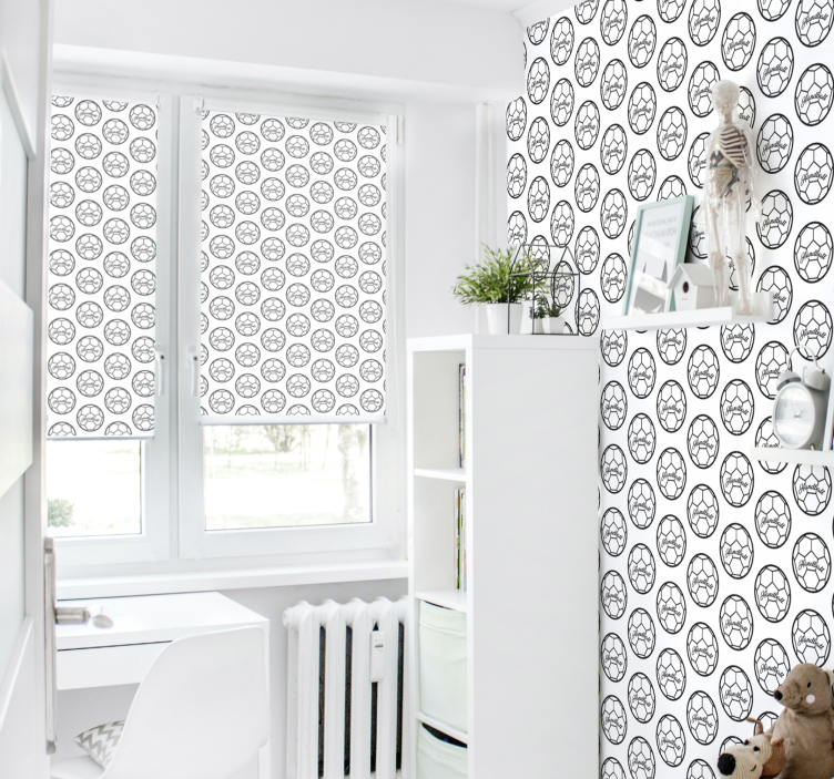 Handball black and white pattern roller blind sports - TenStickers