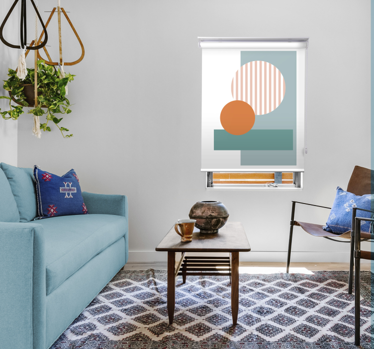 Blue abstract circles roller blind for living room - TenStickers