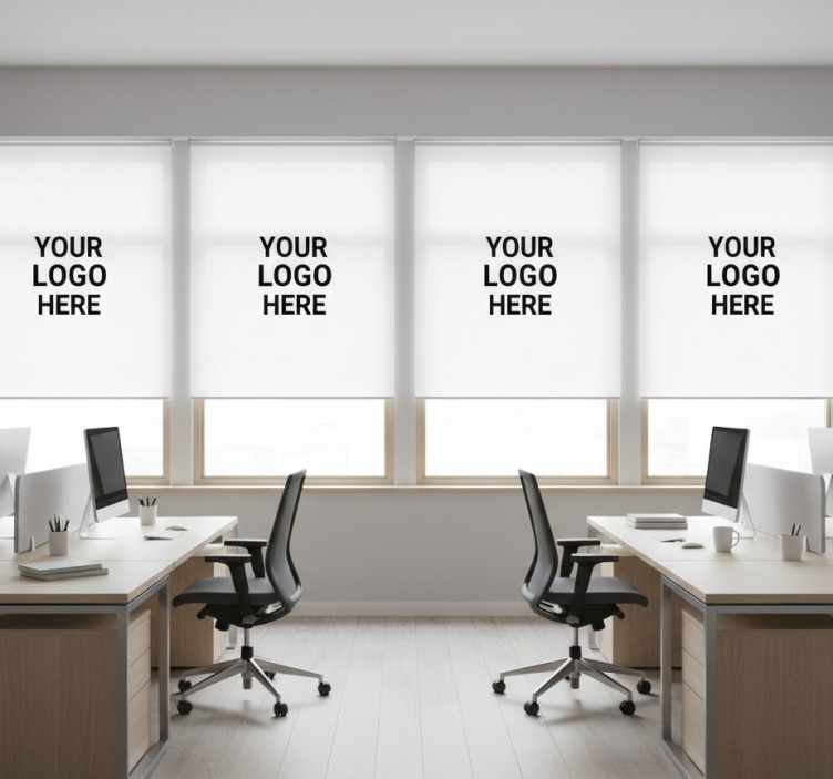 Office window roller blind with custom business logo - TenStickers